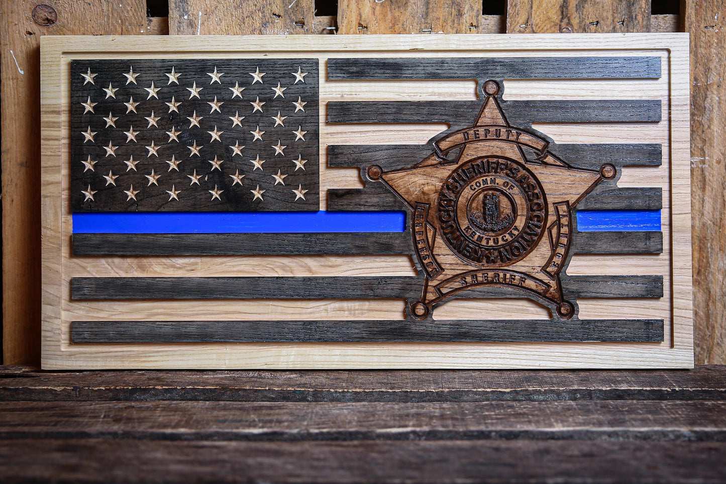 Personalized Police Retirement Gift, Custom Thin Blue Line Flag, Unique Handmade Gift
