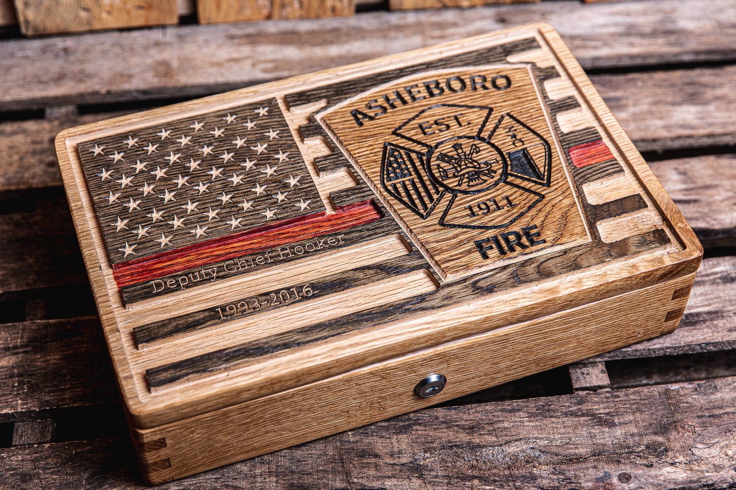 Personalized Firefighter Keepsake Box | Firefighter Retirement Gift | Firefighter Flag | Firefighter gift | Handmade Gift