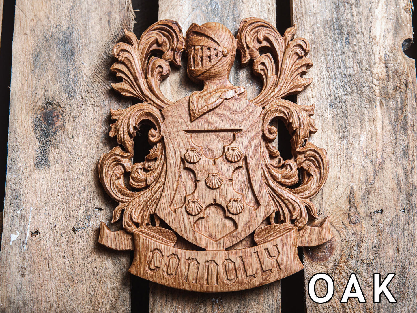 Custom Carved Coat of Arms, Unique Wedding Gift, Solid Hardwood Family Crests, Unique Handmade Gift