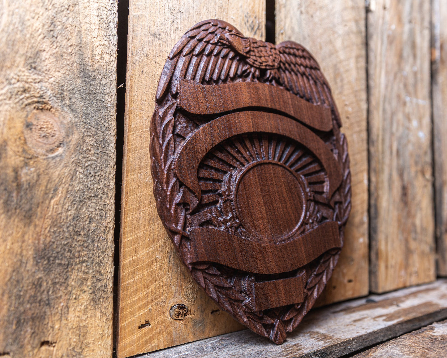 Personalized Police Retirement Gift - Custom Walnut Police Badge Plaque - NYPD - CPD - LAPD - Handmade Gift