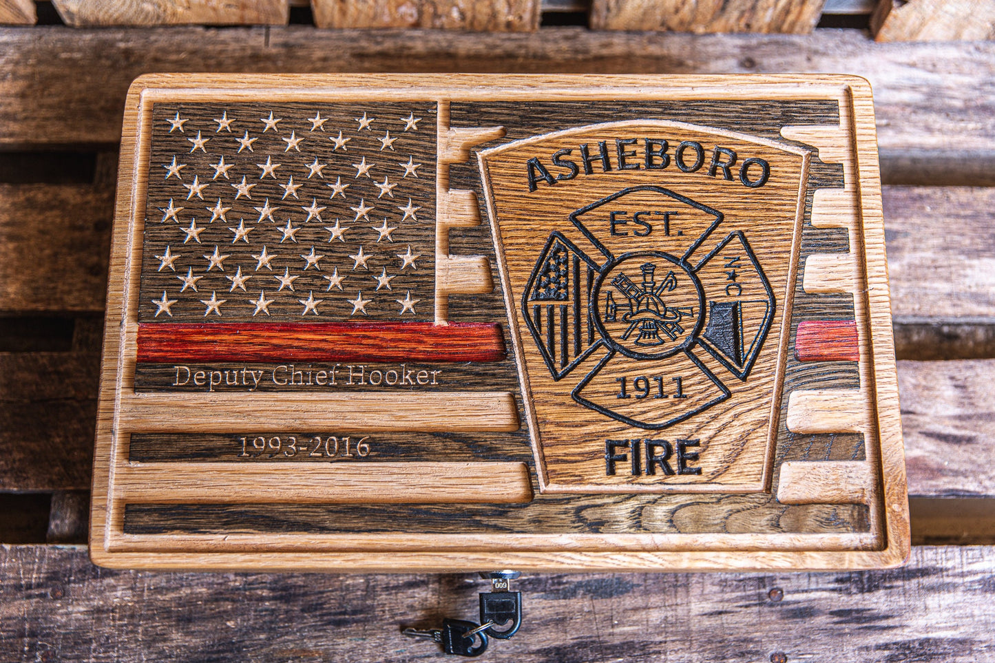Personalized Firefighter Keepsake Box | Firefighter Retirement Gift | Firefighter Flag | Firefighter gift | Handmade Gift