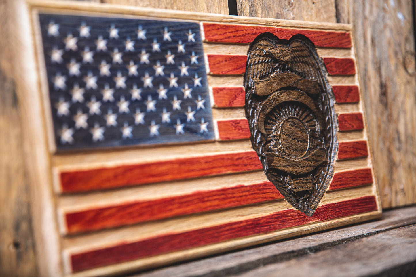 Personalized Police Officer Gift | NYPD I | CPD | LAPD | Wood Flag | Police Officer Retirement | Unique Handmade Gift