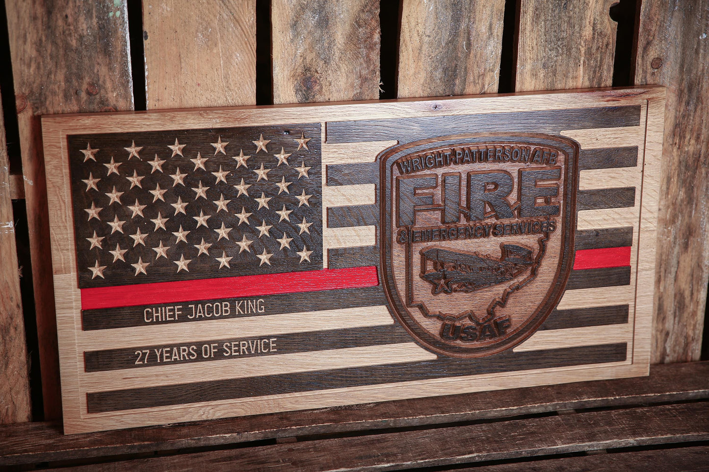 Custom Firefighter Retirement Gift, Personalized Thin Red Line Flag, Handmade Gift