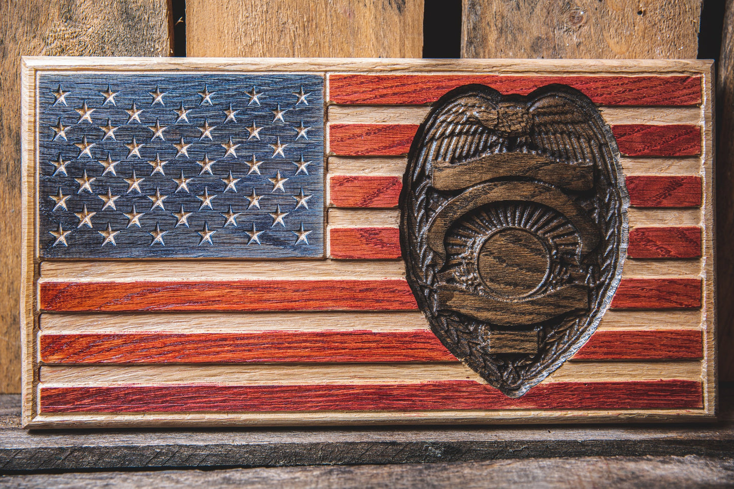 Personalized Police Officer Gift | NYPD I | CPD | LAPD | Wood Flag | Police Officer Retirement | Unique Handmade Gift