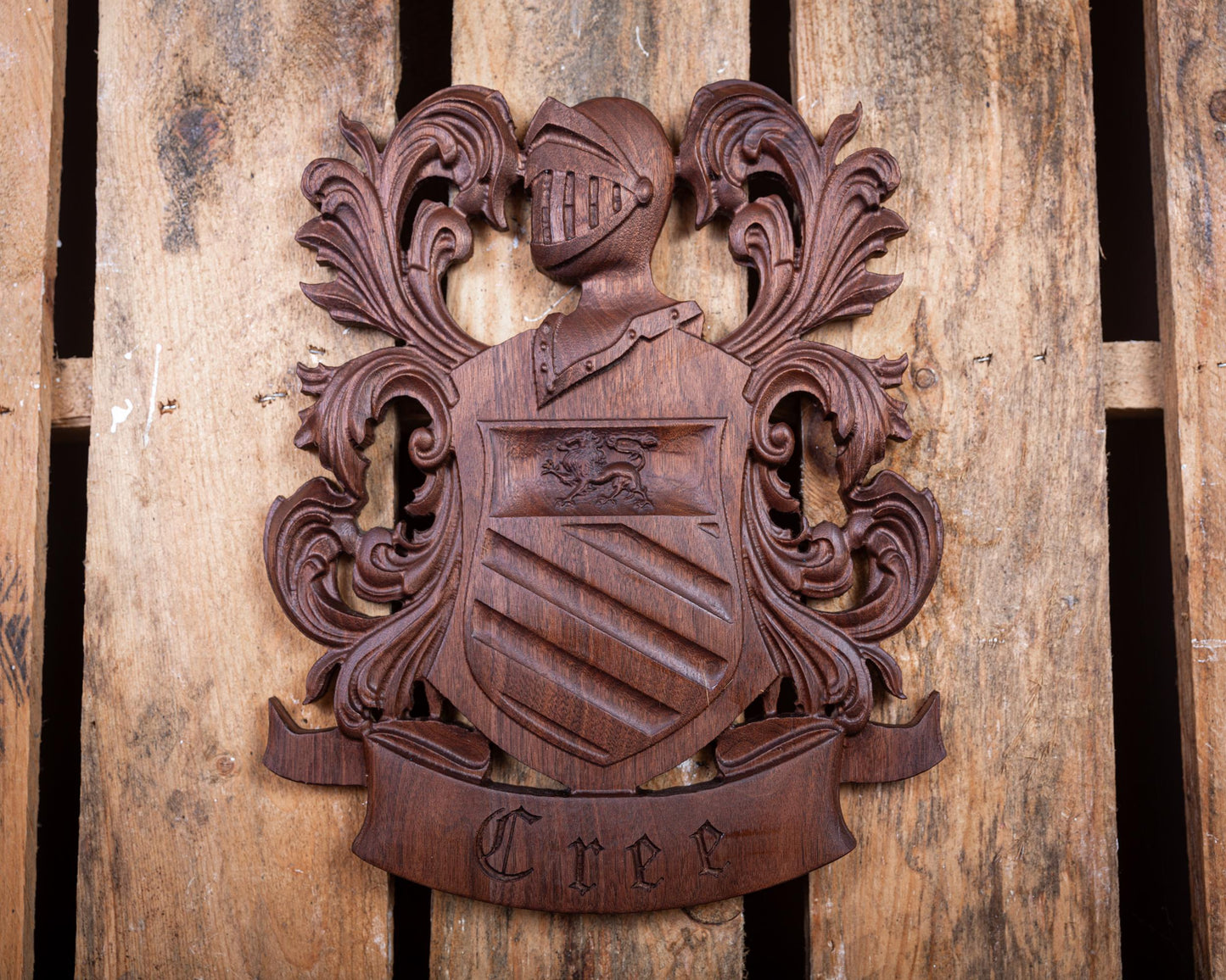 Custom Family Crest Wall Sign Carving - Family Name Sign - Established Date Sign - Wood Coat of Arms - Unique Handmade Gift