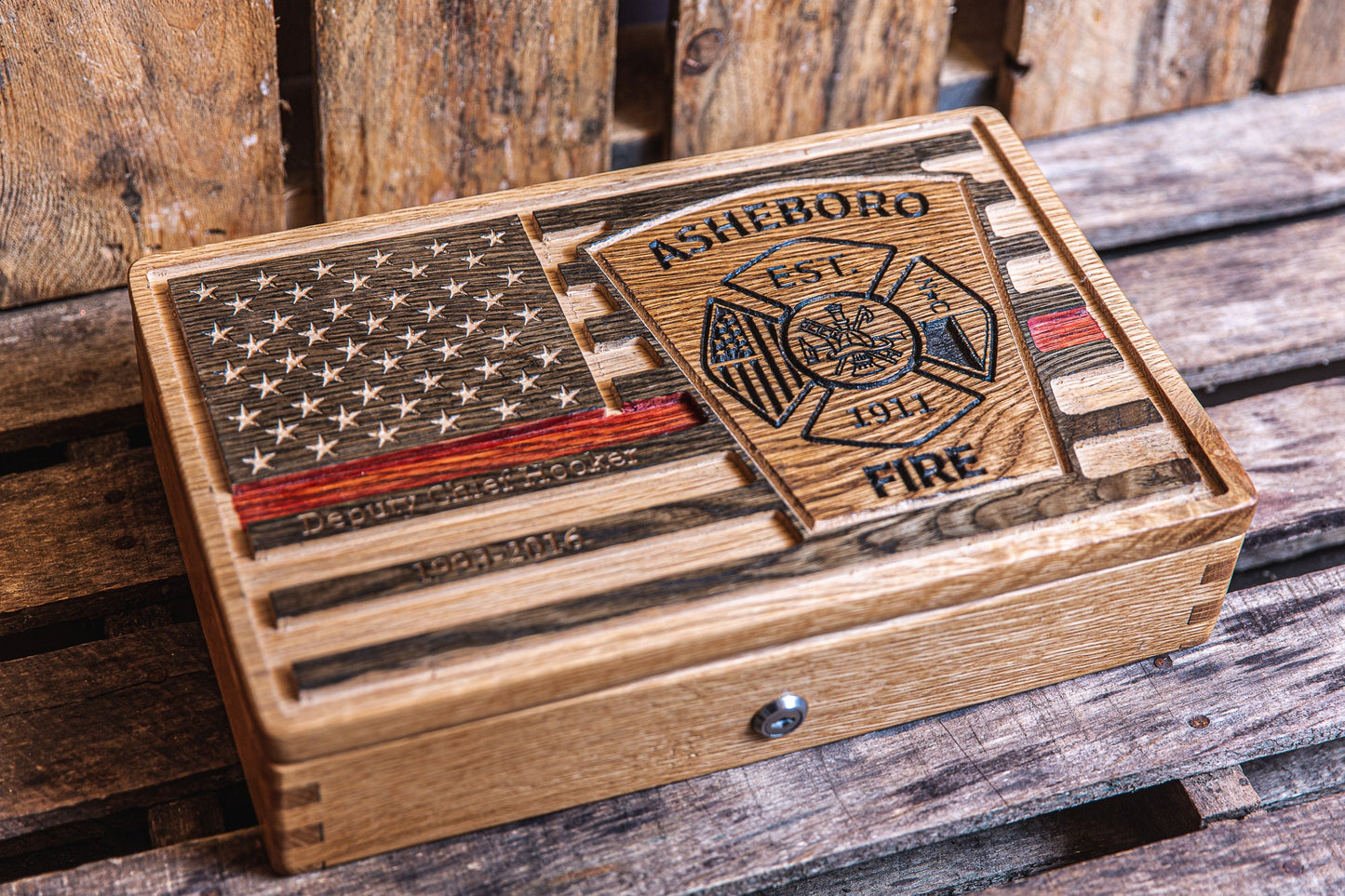 Personalized Firefighter Keepsake Box | Firefighter Retirement Gift | Firefighter Flag | Firefighter gift | Handmade Gift