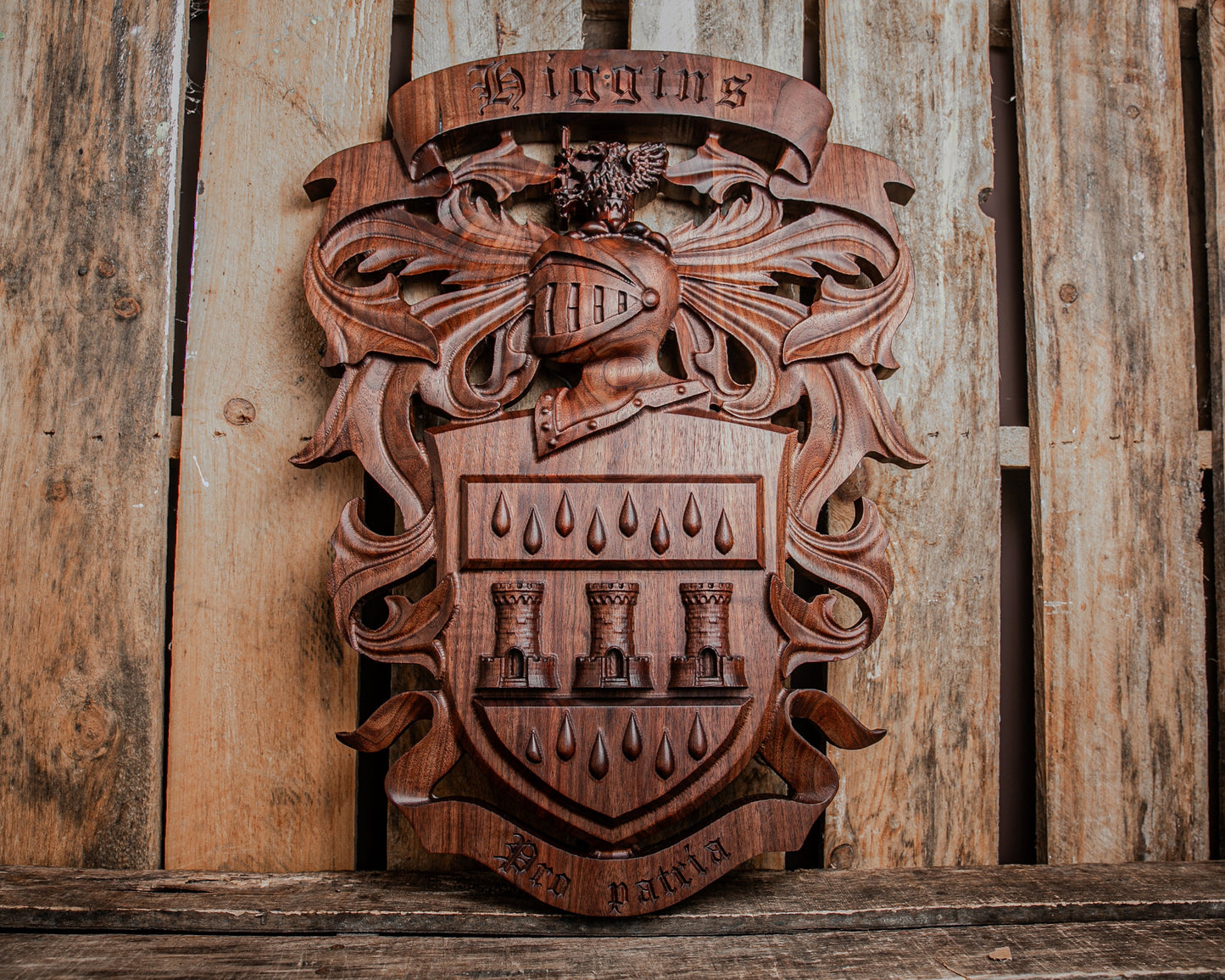 Custom Carved Coat of Arms, Unique Wedding Gift, Solid Hardwood Family Crests, Unique Handmade Gift