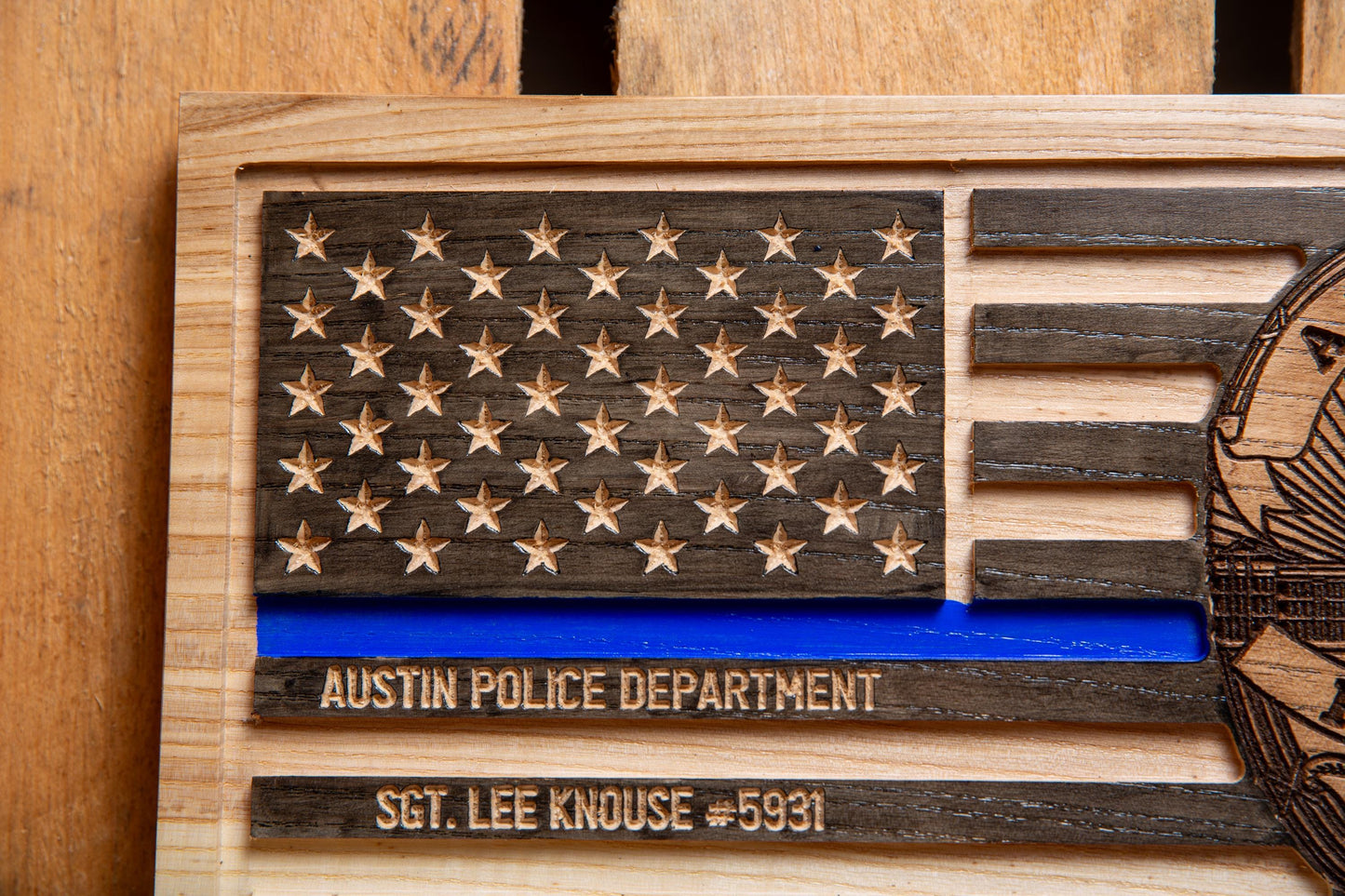 Personalized Police Retirement Gift, Custom Thin Blue Line Flag, Unique Handmade Gift