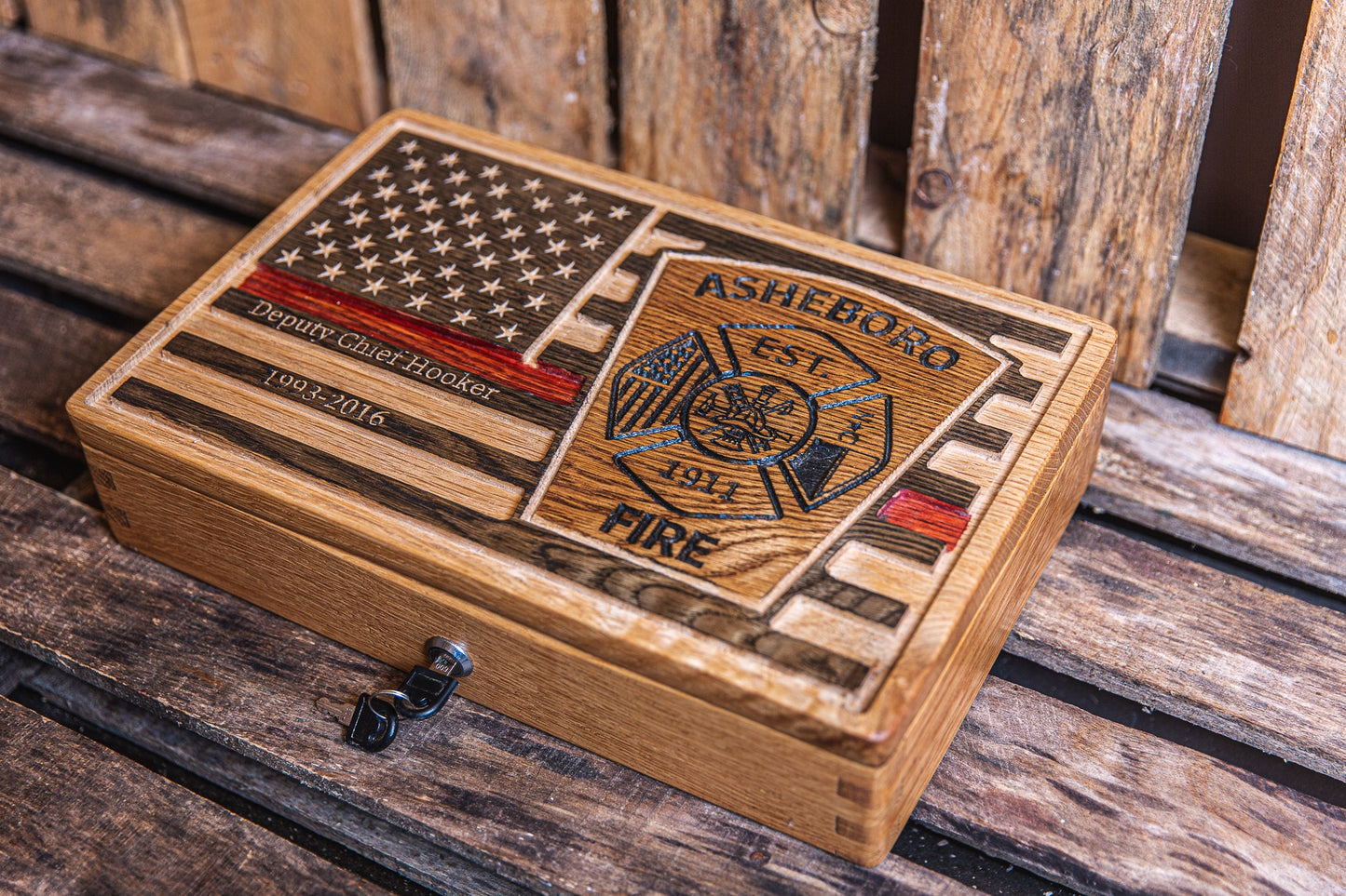 Personalized Firefighter Keepsake Box | Firefighter Retirement Gift | Firefighter Flag | Firefighter gift | Handmade Gift