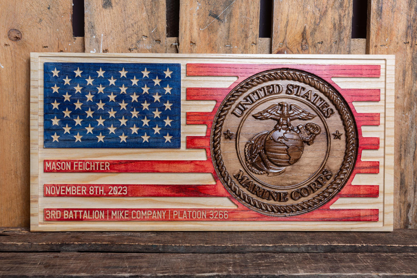 Personalized Military Flag - Army - Navy - Air Force - Marine