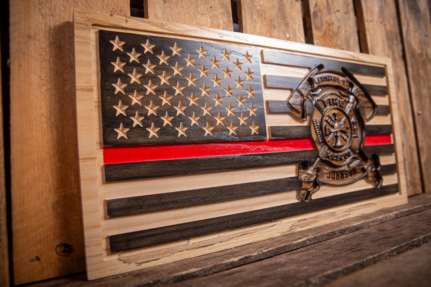 Personalized Thin Red Line Flag, Firefighter Retirement Gift, Unique Handmade Gift