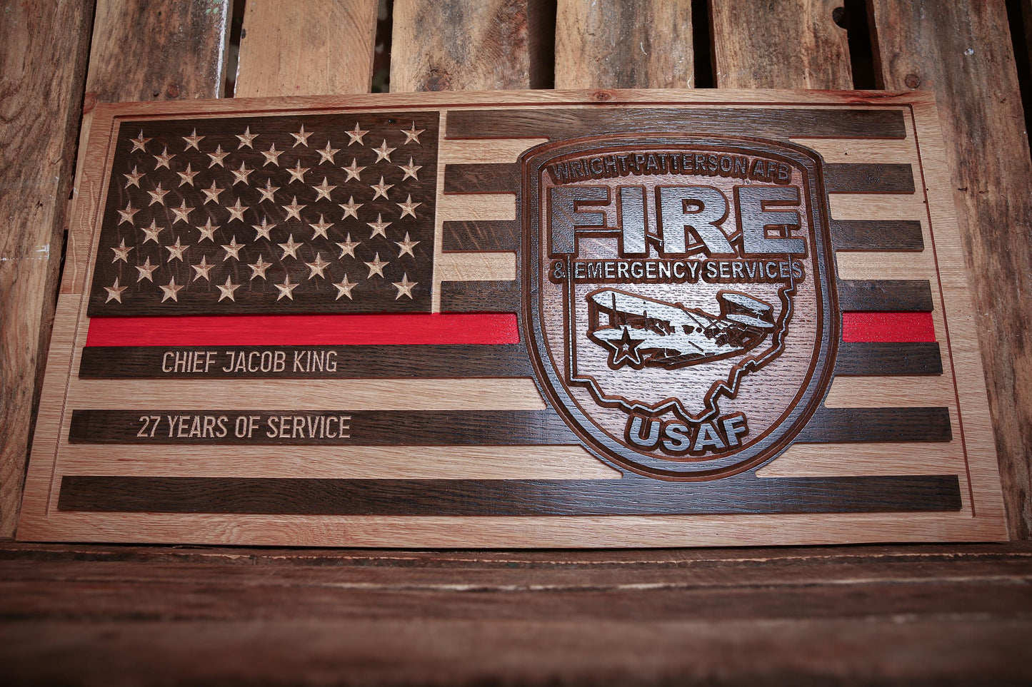 Custom Firefighter Retirement Gift, Personalized Thin Red Line Flag, Handmade Gift