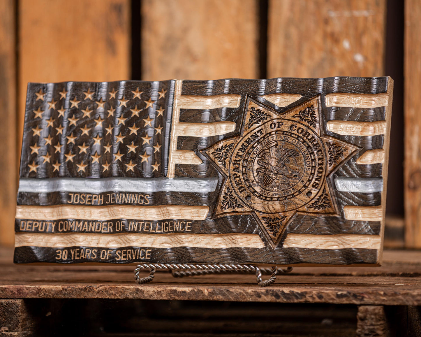Personalized Correctional Officer Gift, Personalized Thin Gray Line Flag
