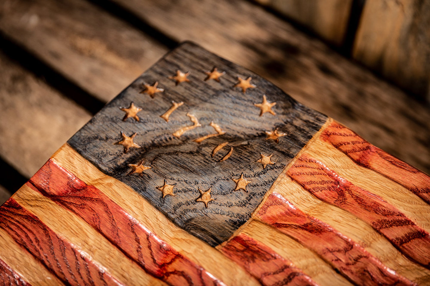 Custom Betsy Ross American Flag Gun Safe | Pistol Case | Custom Handgun Case | Wood Gun Case | Custom Gun Cabinet | Second Amendment