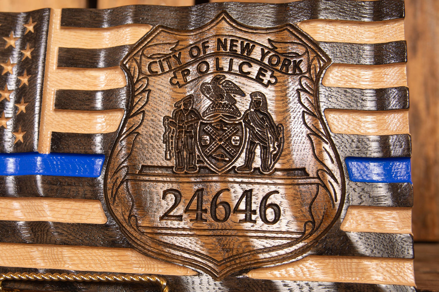 Ultimate NYPD Personalized Thin Blue Line Flag | Police Officer Gift | Badge | Police Retirement Gift | Police Graduation | New York