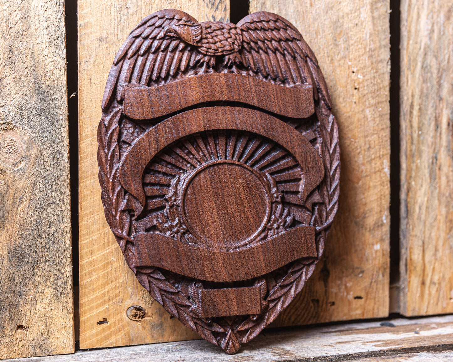 Personalized Police Retirement Gift - Custom Walnut Police Badge Plaque - NYPD - CPD - LAPD - Handmade Gift