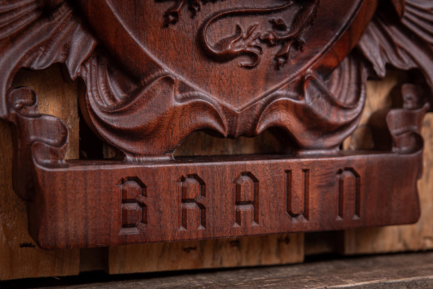 Rustic Family Crest - Custom Wood Coat of Arms - Gift for Dad - Gift for Groom Handmade Gift
