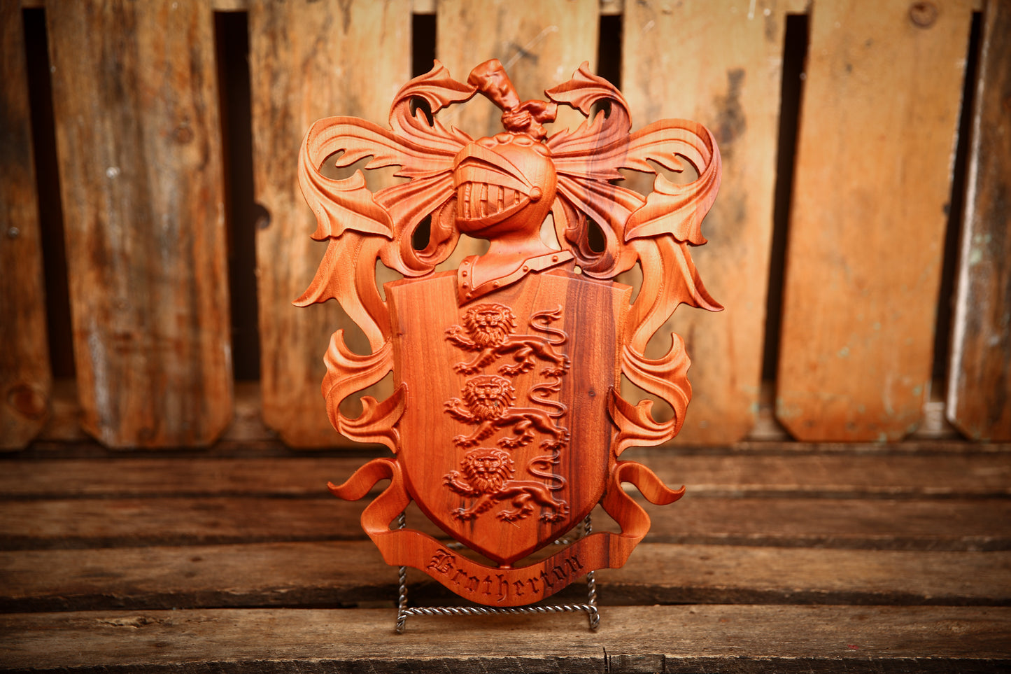 The Knight’s Legacy Crest — Custom Crafted Coat of Arms Plaque