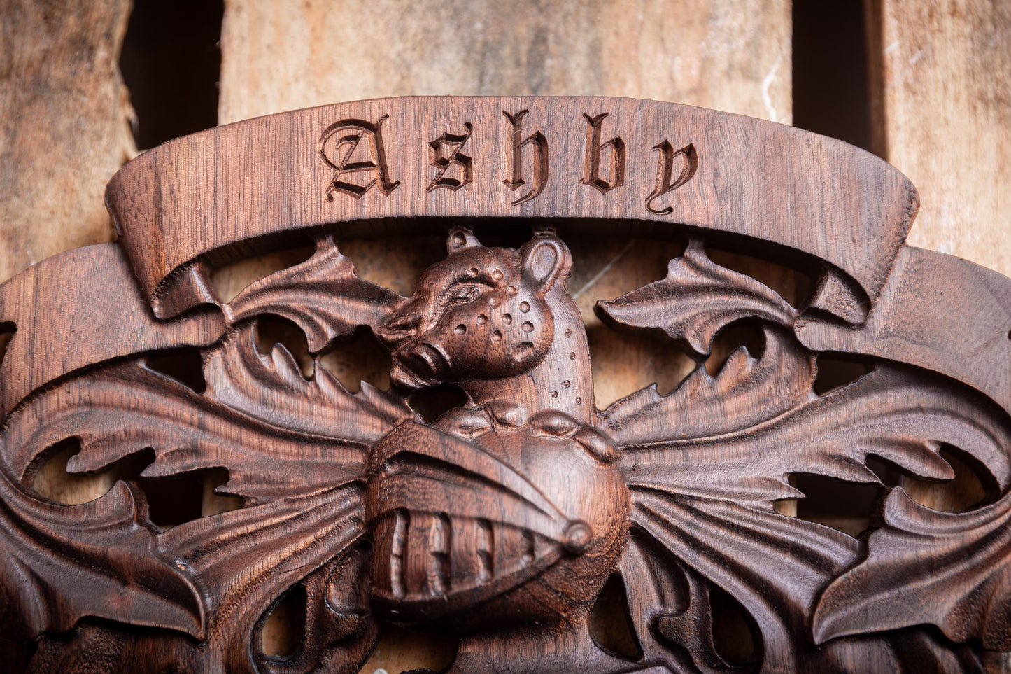 Custom Family Crest - Coat of Arms Wood Carving - Unique Handmade Gift