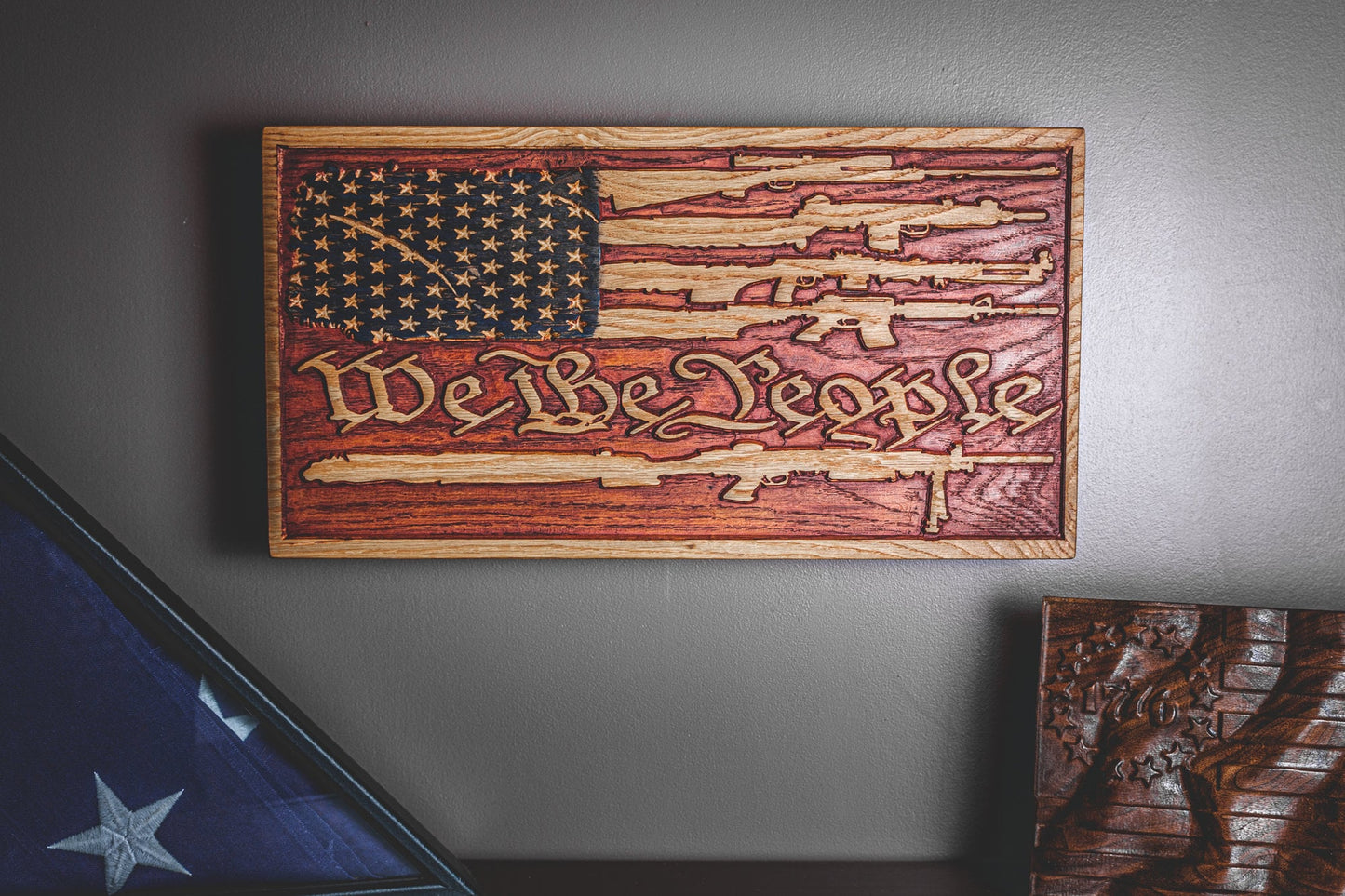 Wood American Flag Concealment Furniture, Hidden Gun Storage, Secret Compartment, Gun Cabinet, Pistol Case, Unique Handmade Gift