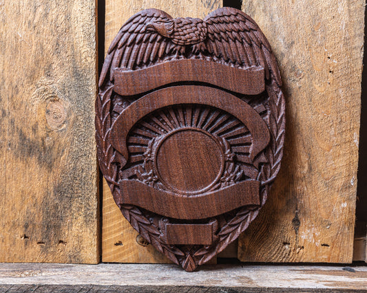 Personalized Police Retirement Gift - Custom Walnut Police Badge Plaque - NYPD - CPD - LAPD - Handmade Gift