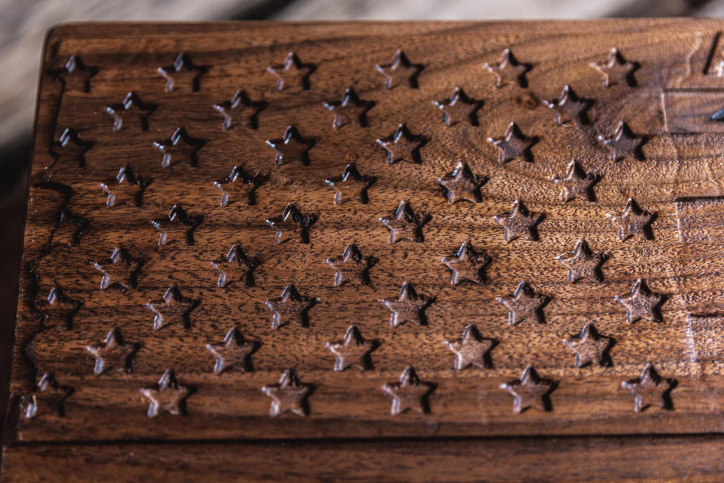 Unique Handmade Walnut Gun Case with 3D Relief Carved Lid