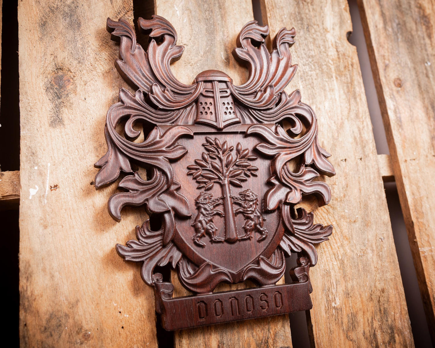 Rustic Family Crest - Custom Wood Coat of Arms - Gift for Dad - Gift for Groom Handmade Gift