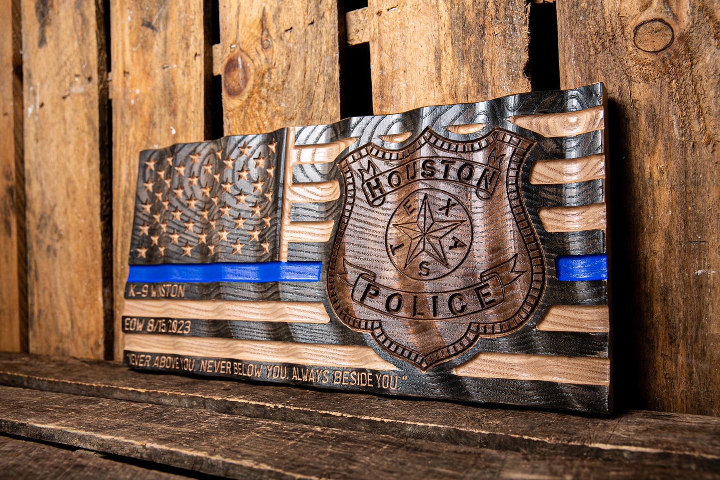 Ultimate Police Officer Gift | Wavy Thin Blue Line Flag | Custom Badge | Police Academy Graduation | Unique Handmade Gift