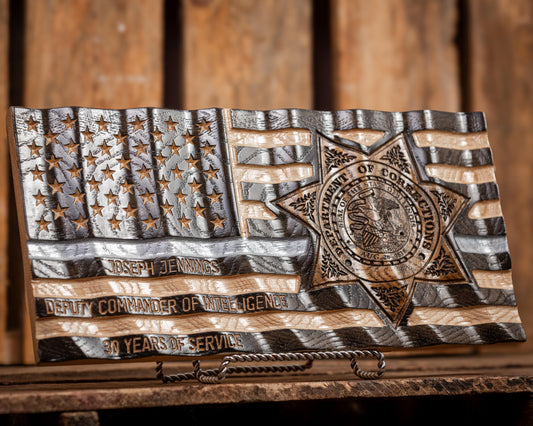 Personalized Correctional Officer Gift, Personalized Thin Gray Line Flag