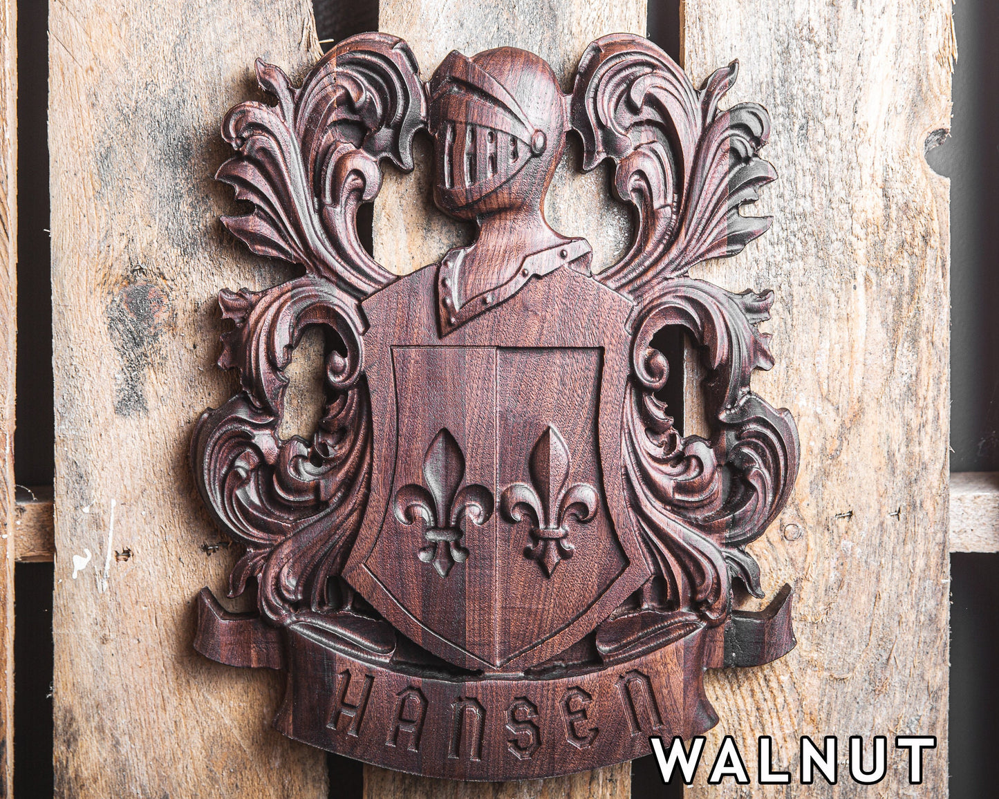 Custom Carved Coat of Arms, Unique Wedding Gift, Solid Hardwood Family Crests, Unique Handmade Gift