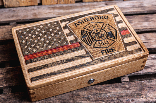Personalized Firefighter Keepsake Box | Firefighter Retirement Gift | Firefighter Flag | Firefighter gift | Handmade Gift