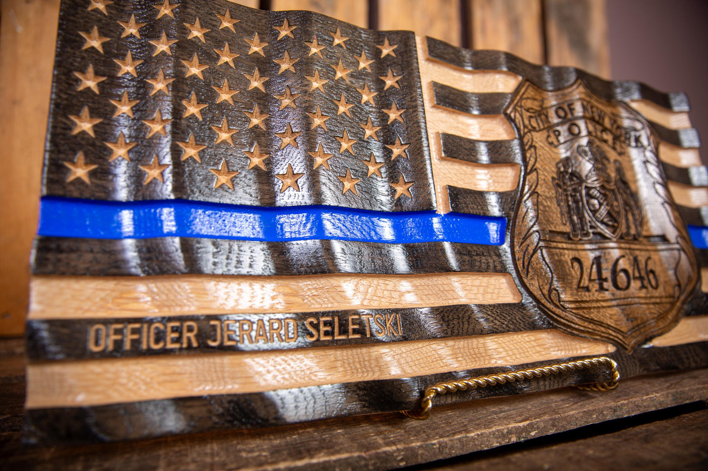 Ultimate NYPD Personalized Thin Blue Line Flag | Police Officer Gift | Badge | Police Retirement Gift | Police Graduation | New York