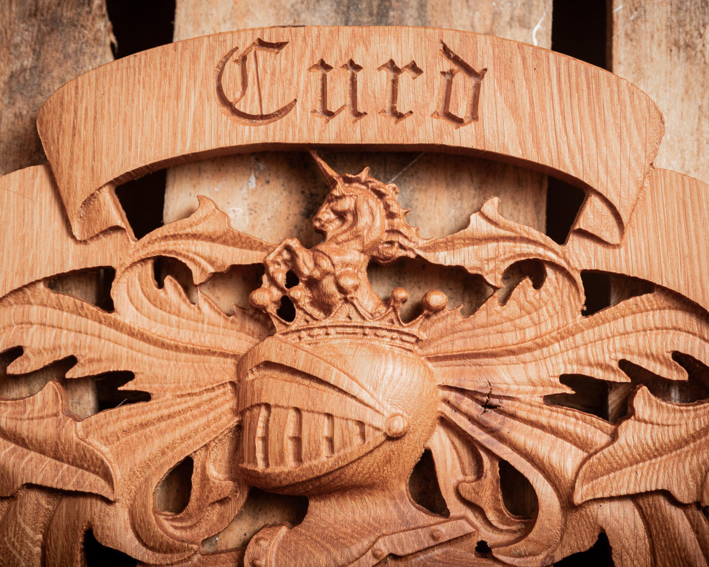 Custom Family Crest - Coat of Arms Wood Carving - Unique Handmade Gift