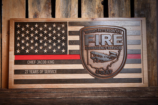 Custom Firefighter Retirement Gift, Personalized Thin Red Line Flag, Handmade Gift