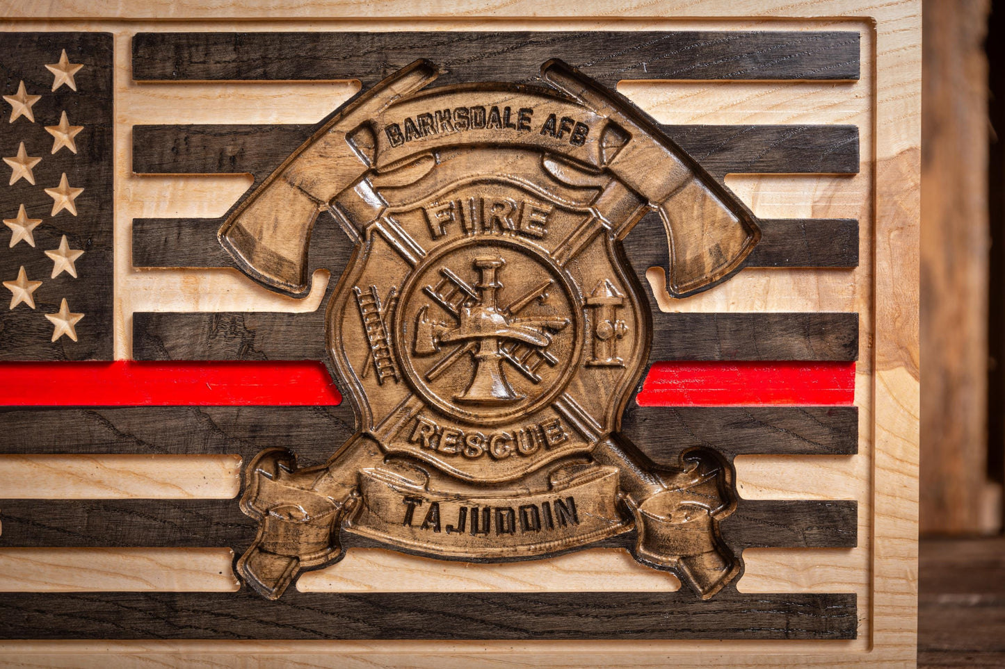 Personalized Thin Red Line Flag, Firefighter Retirement Gift, Unique Handmade Gift