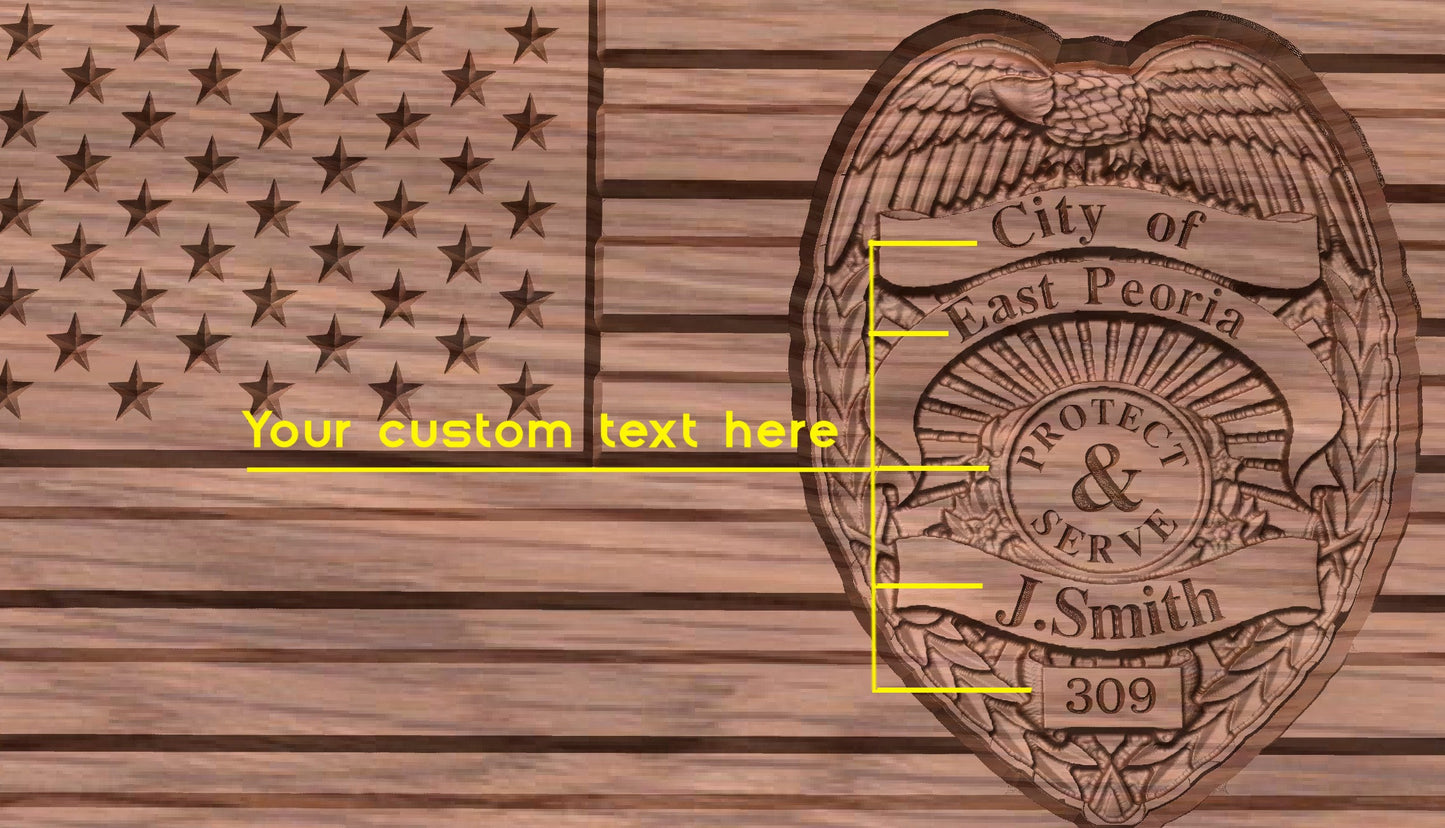 Personalized Police Officer Gift | NYPD I | CPD | LAPD | Wood Flag | Police Officer Retirement | Unique Handmade Gift