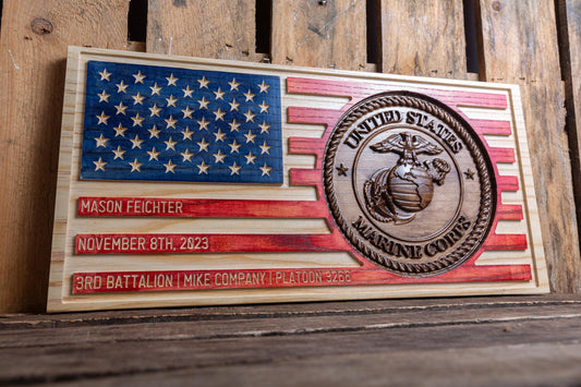 Personalized Military Flag - Army - Navy - Air Force - Marine