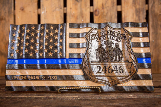 Ultimate NYPD Personalized Thin Blue Line Flag | Police Officer Gift | Badge | Police Retirement Gift | Police Graduation | New York