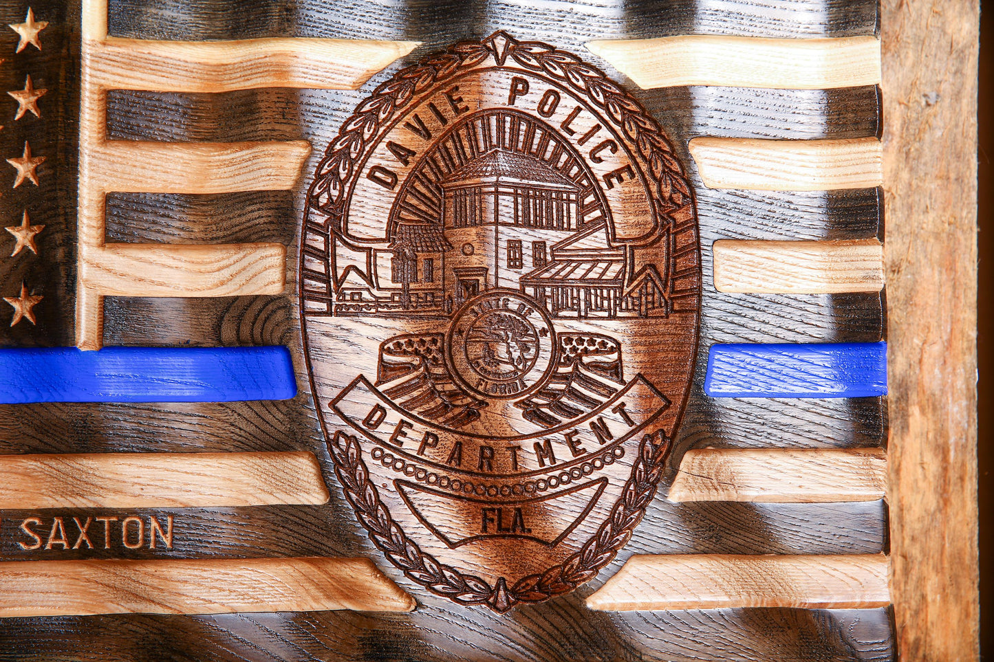 Ultimate Police Officer Gift | Wavy Thin Blue Line Flag | Custom Badge | Police Academy Graduation | Unique Handmade Gift