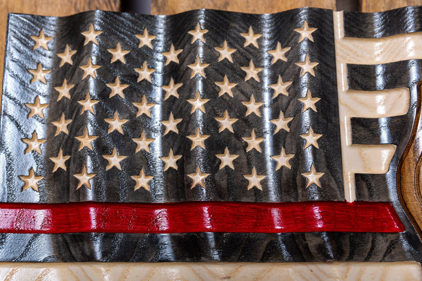 Personalized Firefighter Gift, Thin Red Line Flag with Custom Emblem, Unique Handmade Gift