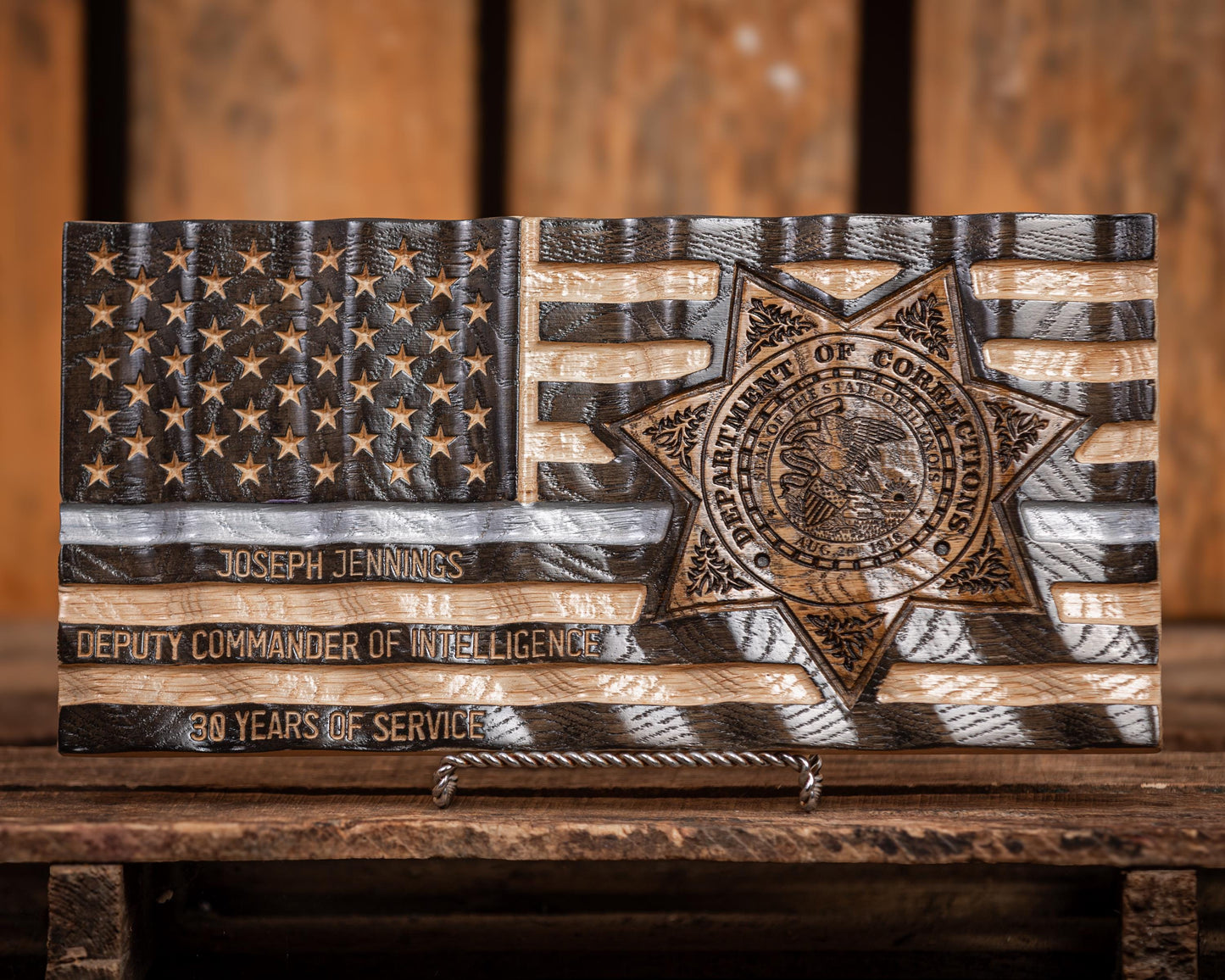 Personalized Correctional Officer Gift, Personalized Thin Gray Line Flag