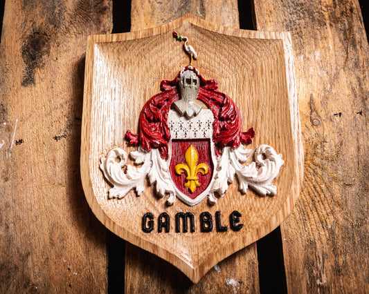 Oak Family Crest Plaque | Coat of Arms | Heraldry | Custom Wedding Gift | Family Tree | Gifts for Dad | Unique Handmade Gift