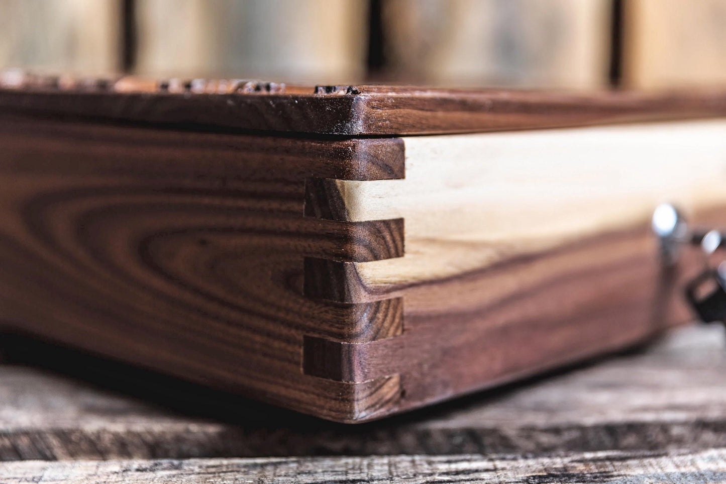 Unique Handmade Walnut Gun Case with 3D Relief Carved Lid