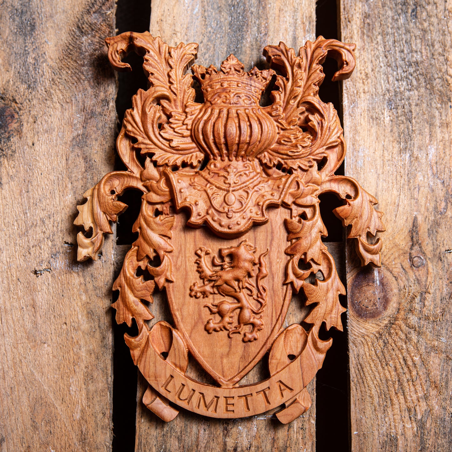 Custom Family Crest Plaque – The Crowned Heritage Crest