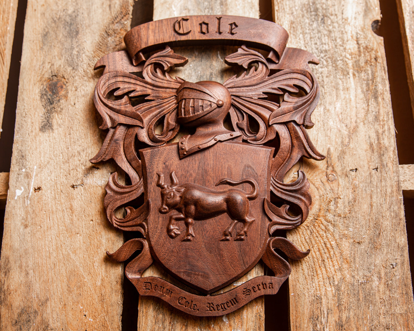 The Knight’s Legacy Crest — Custom Crafted Coat of Arms Plaque