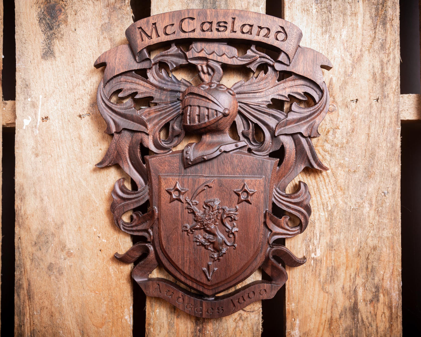 Custom Family Crest - Coat of Arms Wood Carving - Unique Handmade Gift