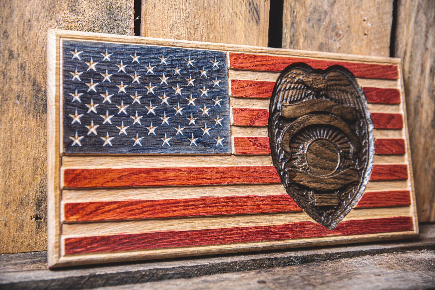 Personalized Police Officer Gift | NYPD I | CPD | LAPD | Wood Flag | Police Officer Retirement | Unique Handmade Gift