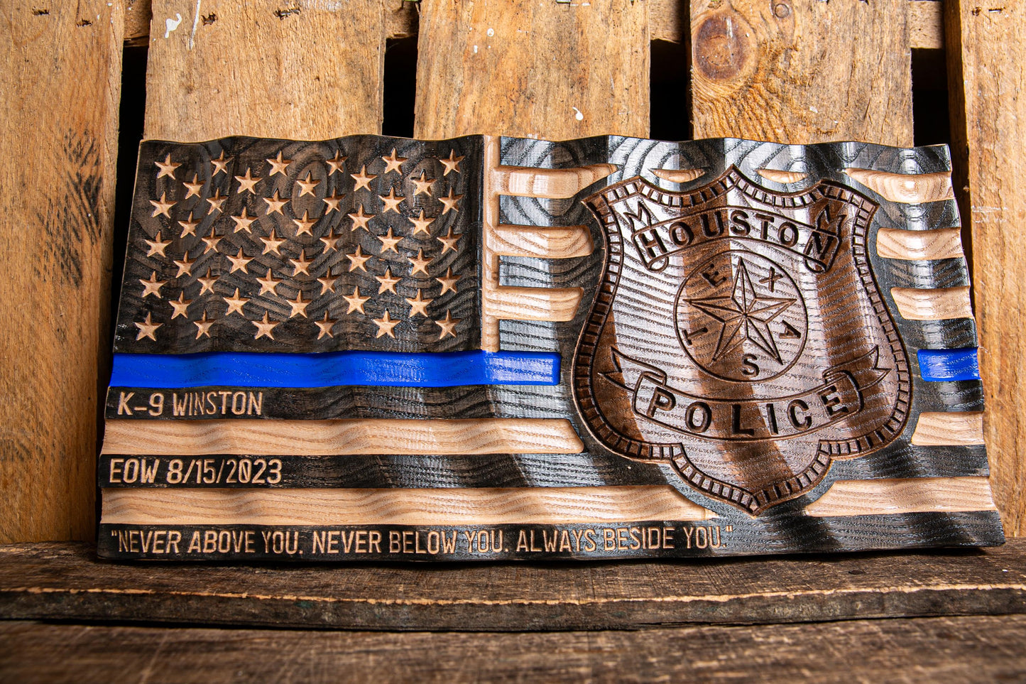 Ultimate Police Officer Gift | Wavy Thin Blue Line Flag | Custom Badge | Police Academy Graduation | Unique Handmade Gift