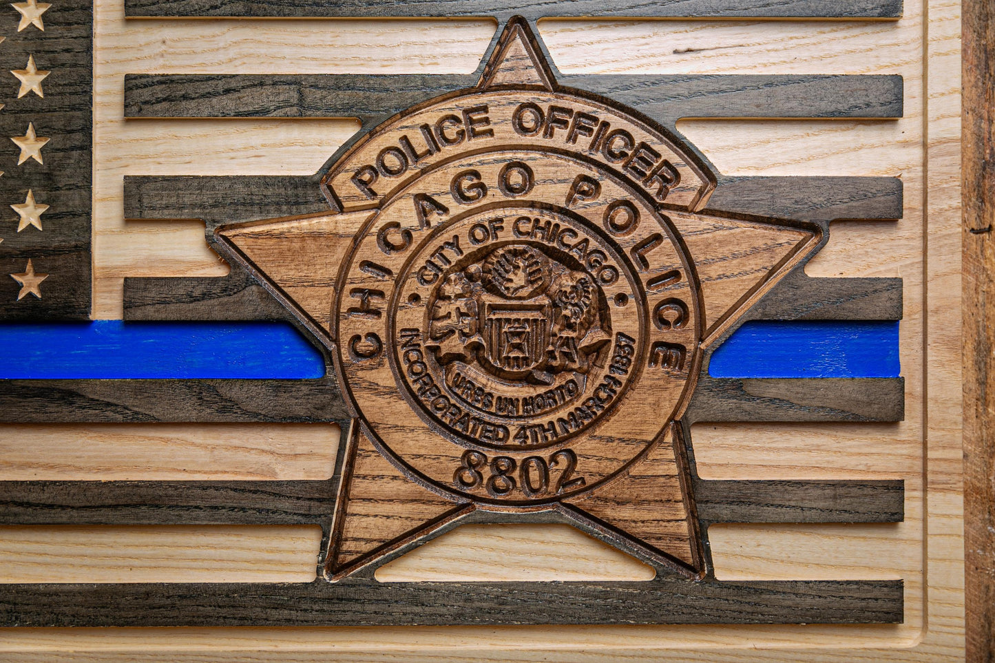 Personalized Police Retirement Gift, Custom Thin Blue Line Flag, Unique Handmade Gift