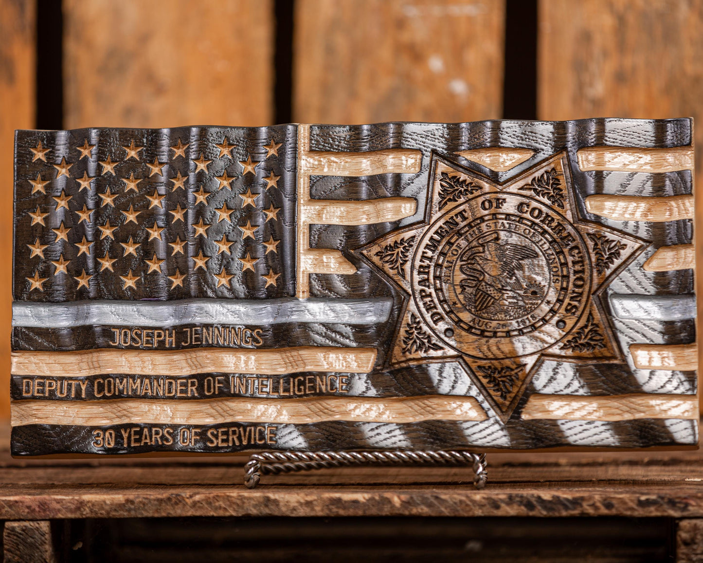 Personalized Correctional Officer Gift, Personalized Thin Gray Line Flag